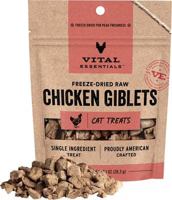 Freeze Dried Cat Treats, Chicken Giblets, Single Protein, 1oz