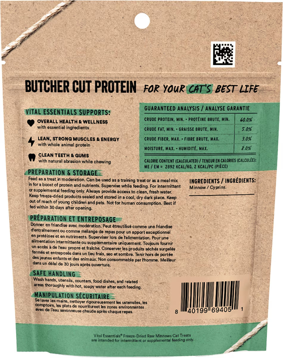 Freeze Dried Cat Treats, Minnows, Single Ingredient, 0.5oz