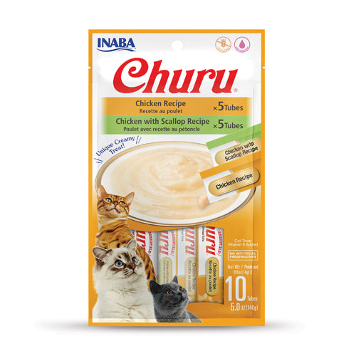 Churu Lickable Cat Treat, Chicken and Chicken with Scallop
