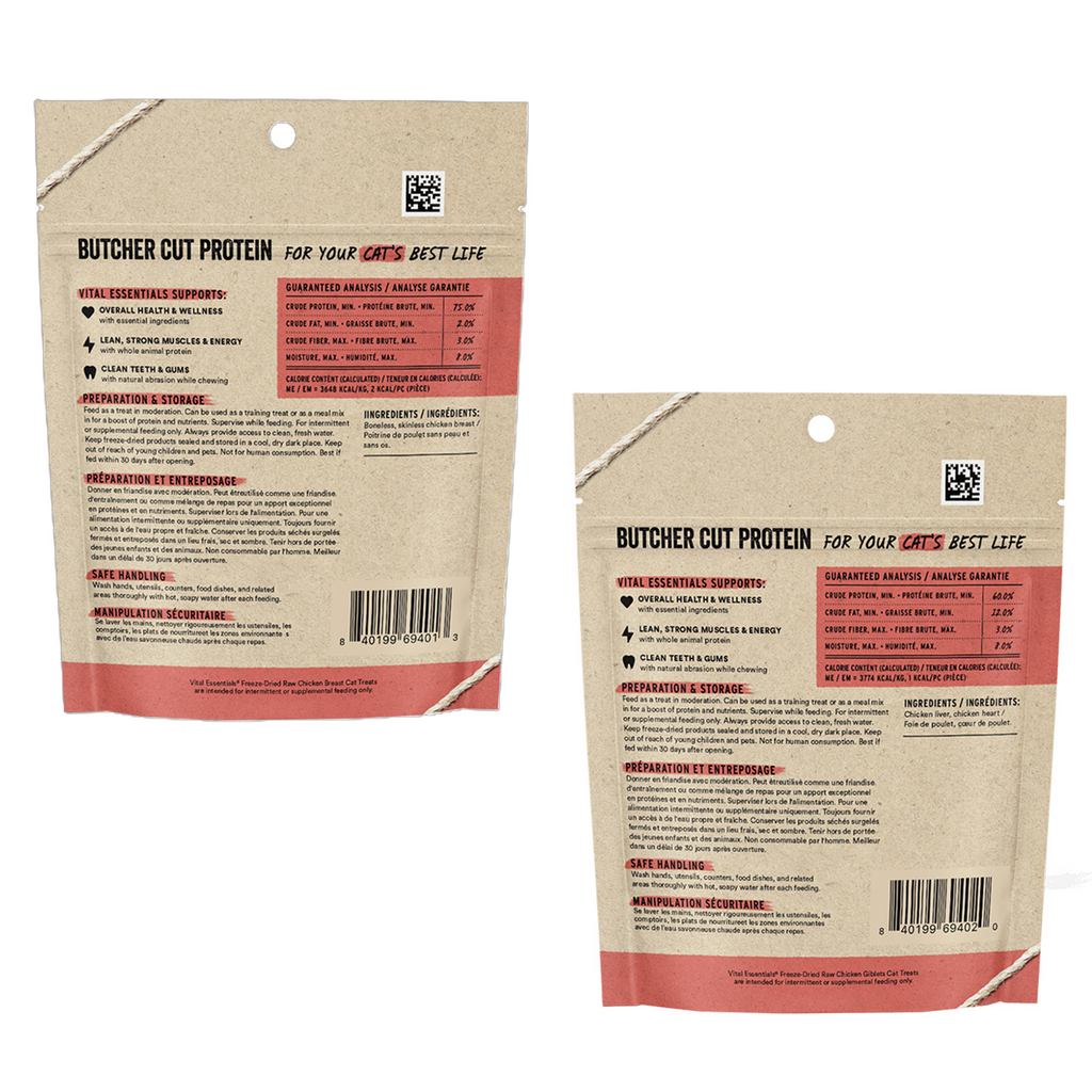Freeze Dried Cat Treats, Chicken Breast and Giblets Variety